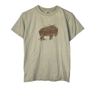 Fred Harvey Trading Co Yellowstone T-Shirt Tee Crewneck Graphic Tee Khaki Small